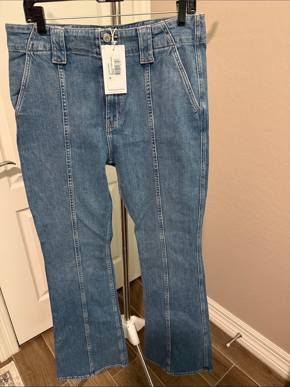 10 Crosby Derek Lam Light Blue Seam-Panel Flare Jeans